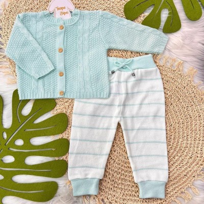 Conjunto de linha trança verde agua